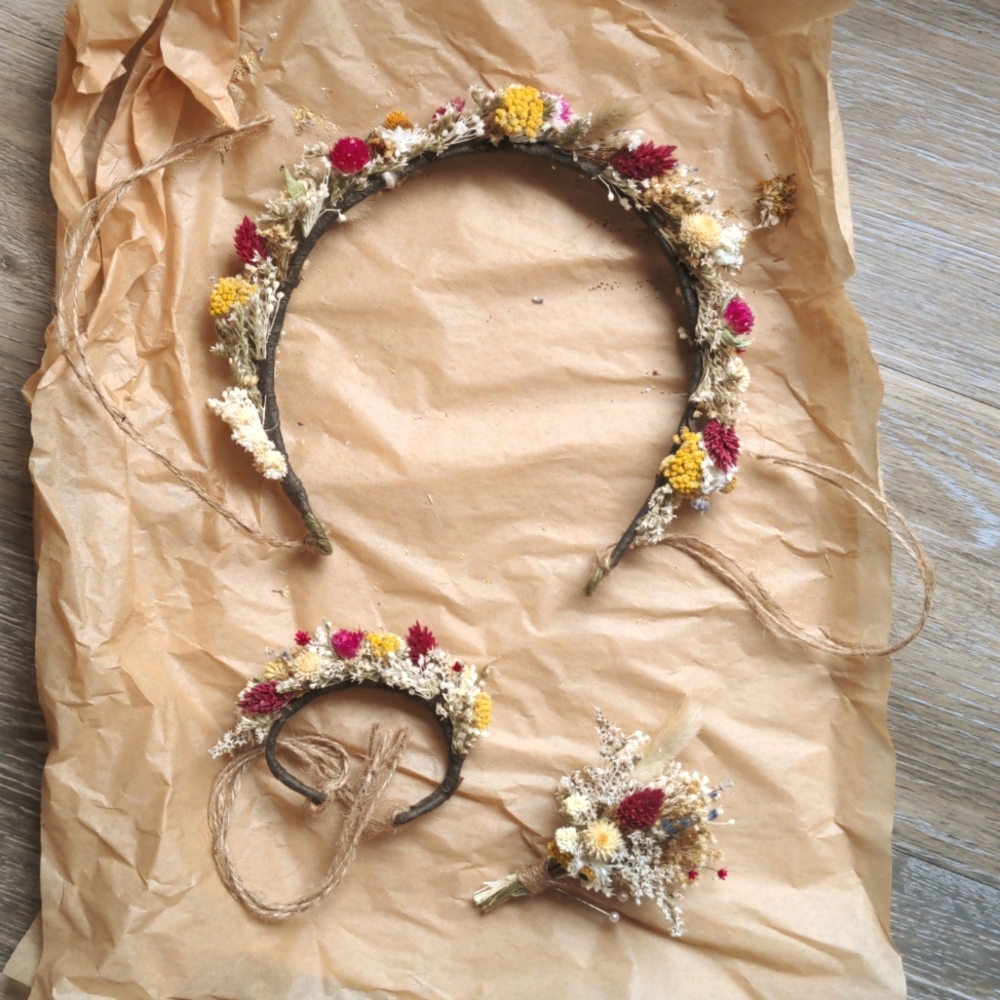 Dried Flower Crown/Wristlet/Boutinniere